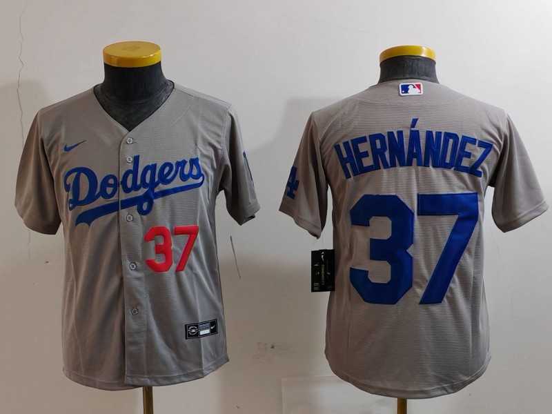 Youth Los Angeles Dodgers #37 Teoscar Hernandez Number Grey Cool Base Stitched Jersey,We sell and wholesale Youth Los Angeles Dodgers #37 Teoscar Hernandez Number Grey Cool Base Stitched Jersey on line form chian!
